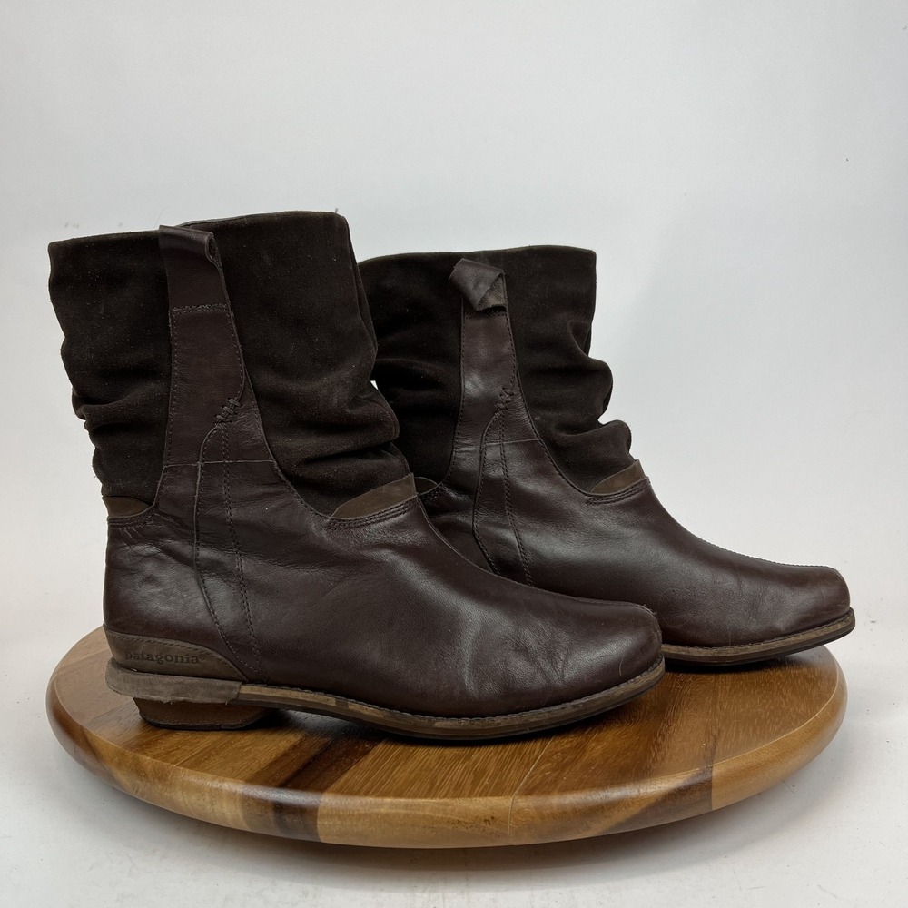 Womens Patagonia Addie Espresso Leather Comfort Casual‎ Pull On Boots Size 8 M